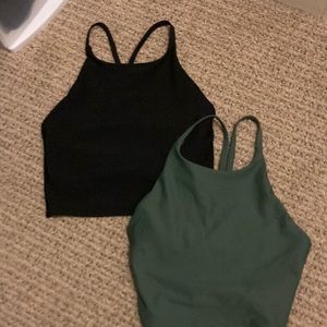 Green and Black Tank top, built in bra